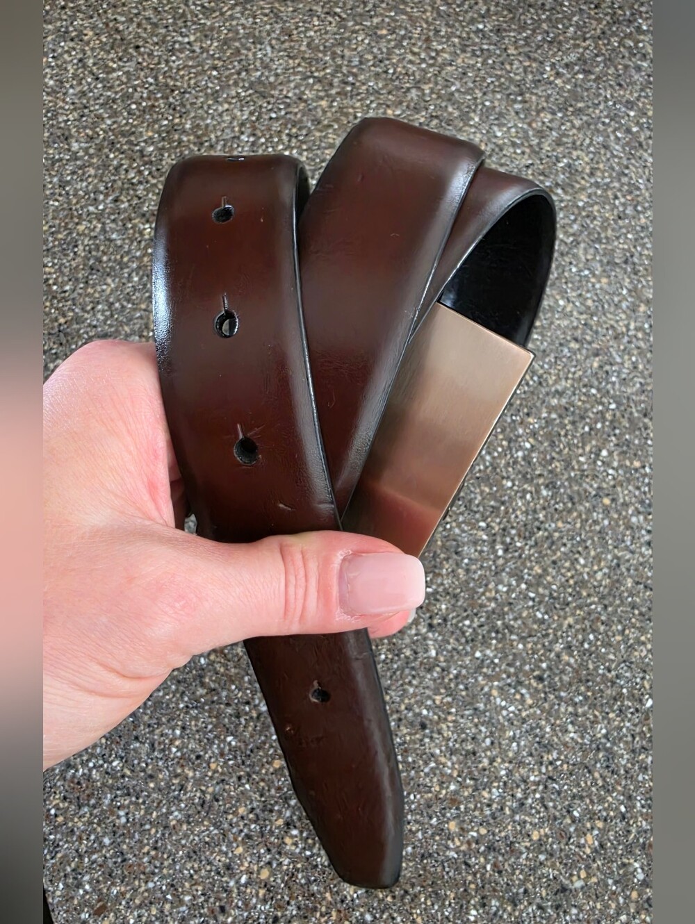 Jones New York Reversible Brown/Black Leather Belt with Bronze Buckle 36"